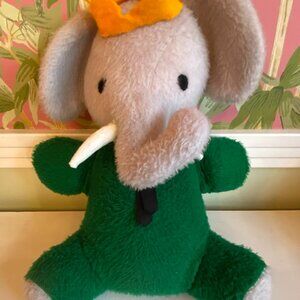 Vintage Hand-Made Babar-the-Elephant Stuffed Toy From Enchanted Dollhouse in VT